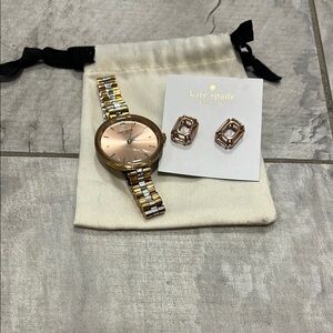 Kate Spade Rose Gold Watch & matching earrings